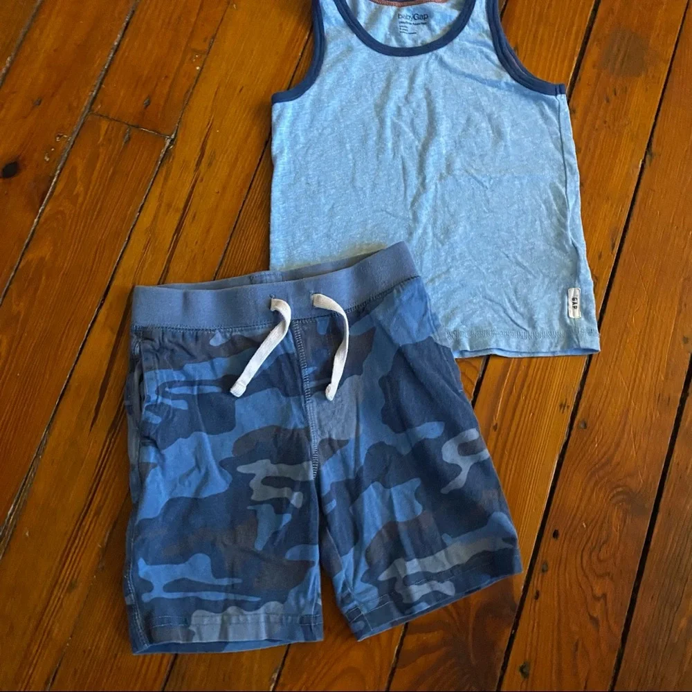 Gap Blue Muscle Tank & Camo Shorts Size 3T
